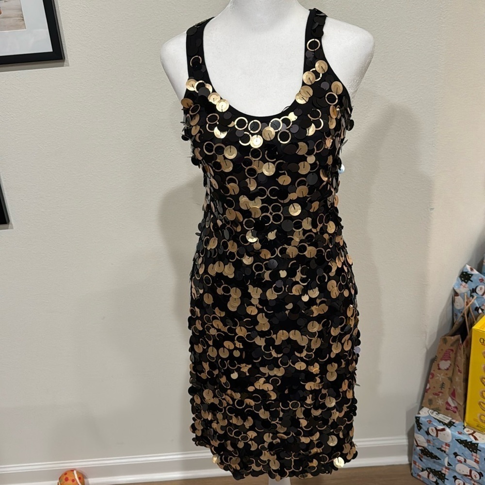 Michael kors tank dress gold & black disks